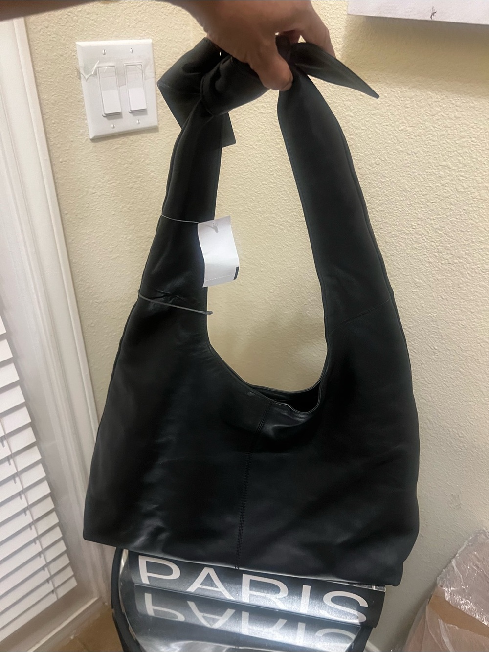Vince Camuto Black Knot-Top Shoulder Bag